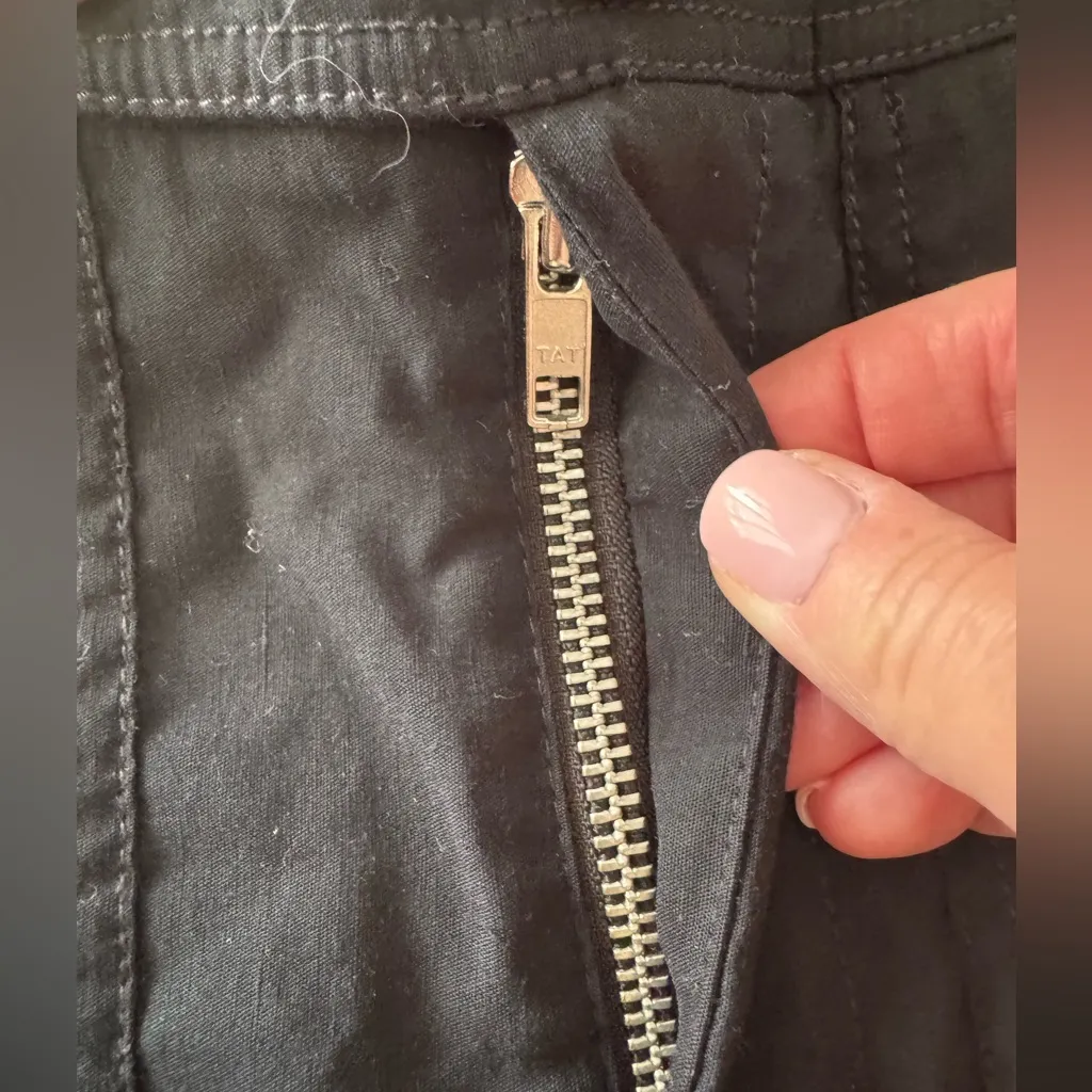 Maeve Anthropologie Elena High Waist Linen Stretch Utility Black Shorts - Image 6