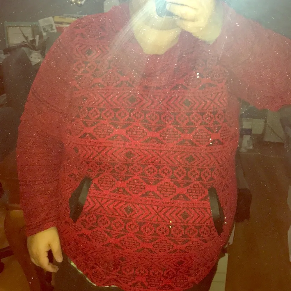 - Style & Co red cowl neck sweater Aztec 1x - Image 3