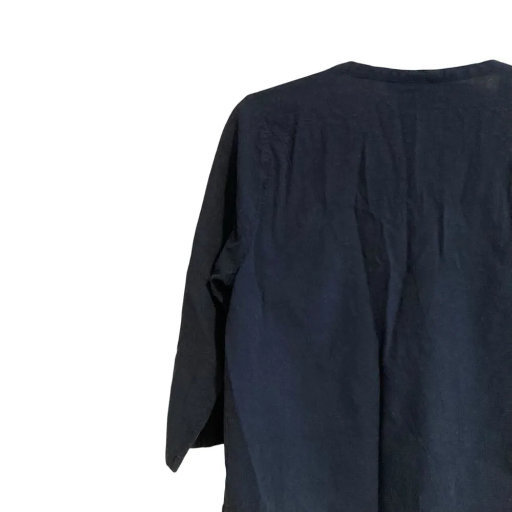 Vintage Navy Blue Cotton 3/4 Sleeve Loose Fit Boho Cottage Tunic Top Size Small - Image 13