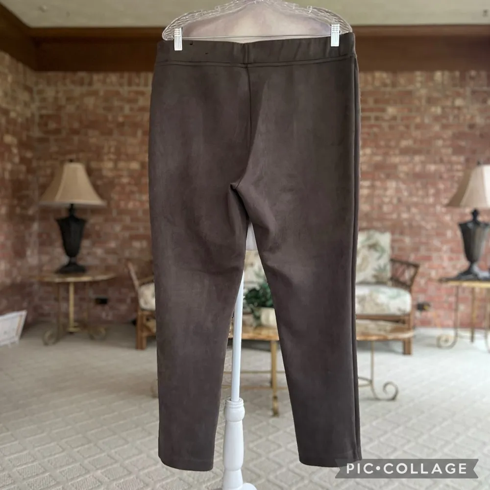 Andrew Marc Pants Skinny Faux Suede Microfiber Ankle Taupe Brown XL Casual Chic - Image 8