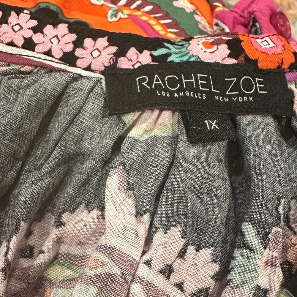 RACHEL ZOE LOS ANGELES NY BOHO COTTAGE 3/4 SLEEVE RAYON BLOUSE TOP PLUS SIZE 1X - Image 4