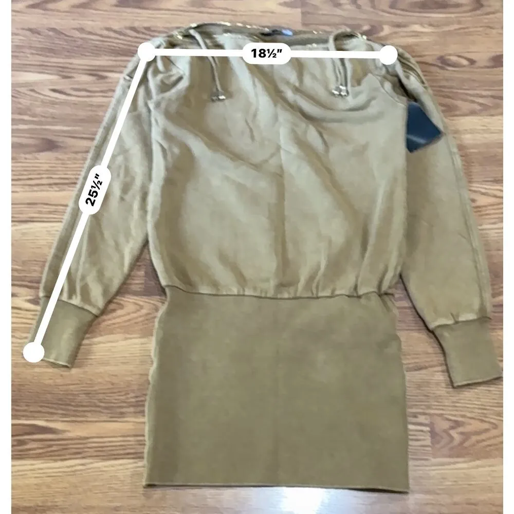 Retrofête DARCY TERRY Caramel Mini SWEATSHIRT DRESS size M - Image 7