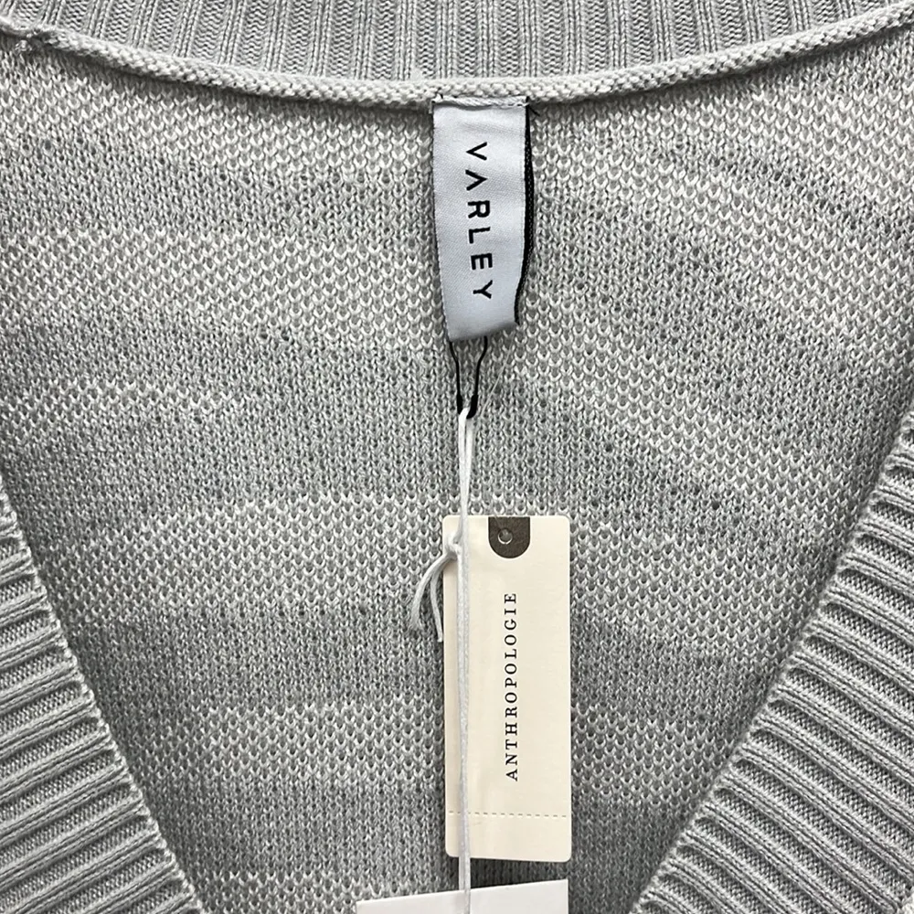 Varley Calvert Sweater in Gray M Zebra Print V-Neck - Image 2