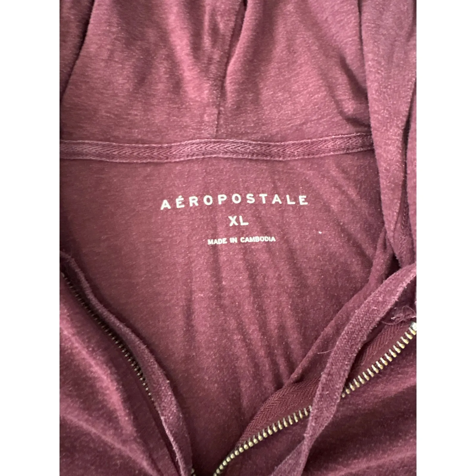 Aeropostale Womens XL‎ Full Zip Hoodie Long Sleeve Burgundy Casual - Image 3