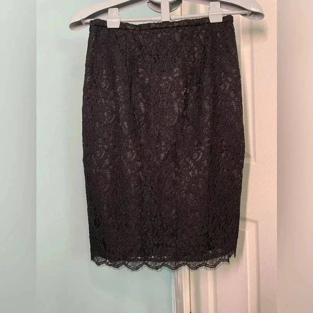 Adrianna Papell Women's Black Lace Back Zipper Formal Pencil Skirt‎ Size 4 #177 - Image 2