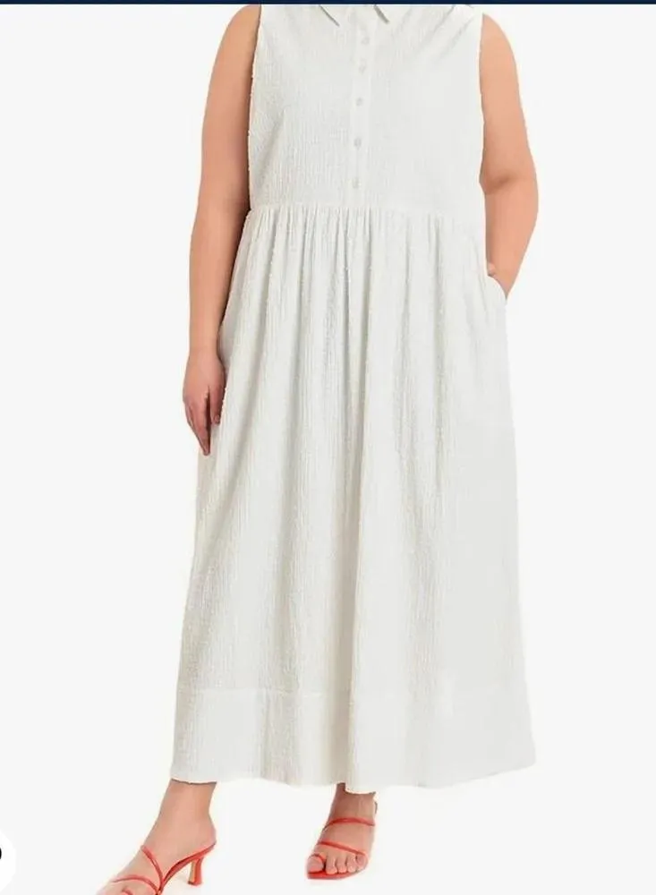 Maggy London Women's white Plus Size Maxi Full Skirt Shirt Dress size 16W NWT - Image 11