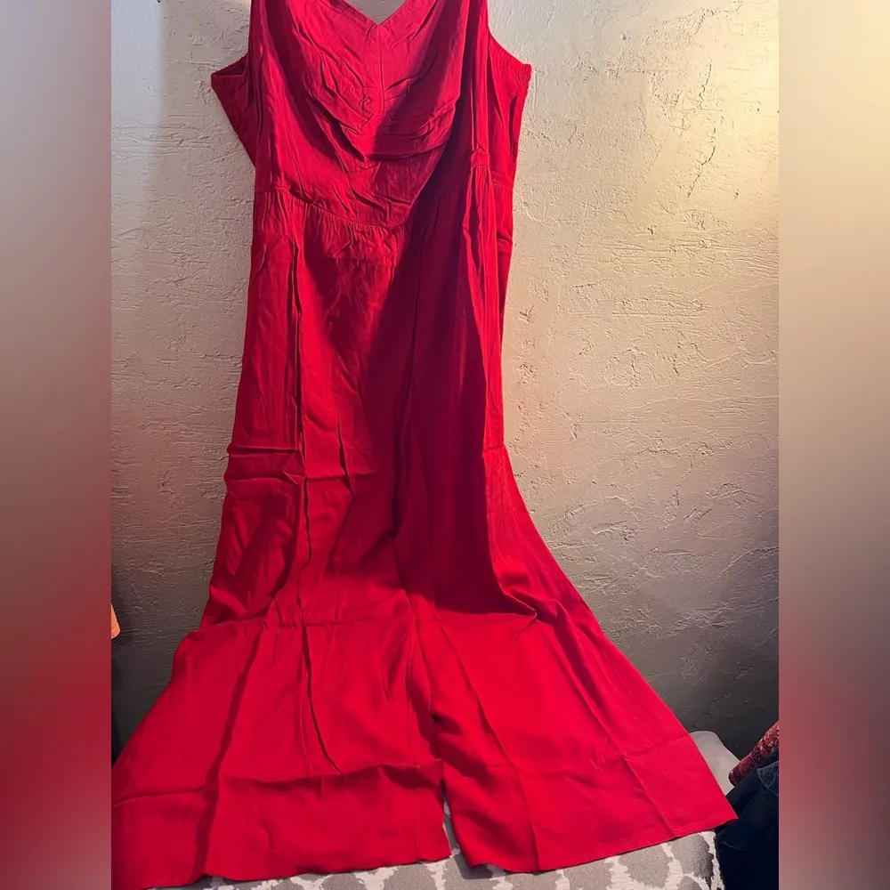 Knox Rose NWT Red Jumpsuit wide leg pockets flowy lightweight summer resortwear - Image 2
