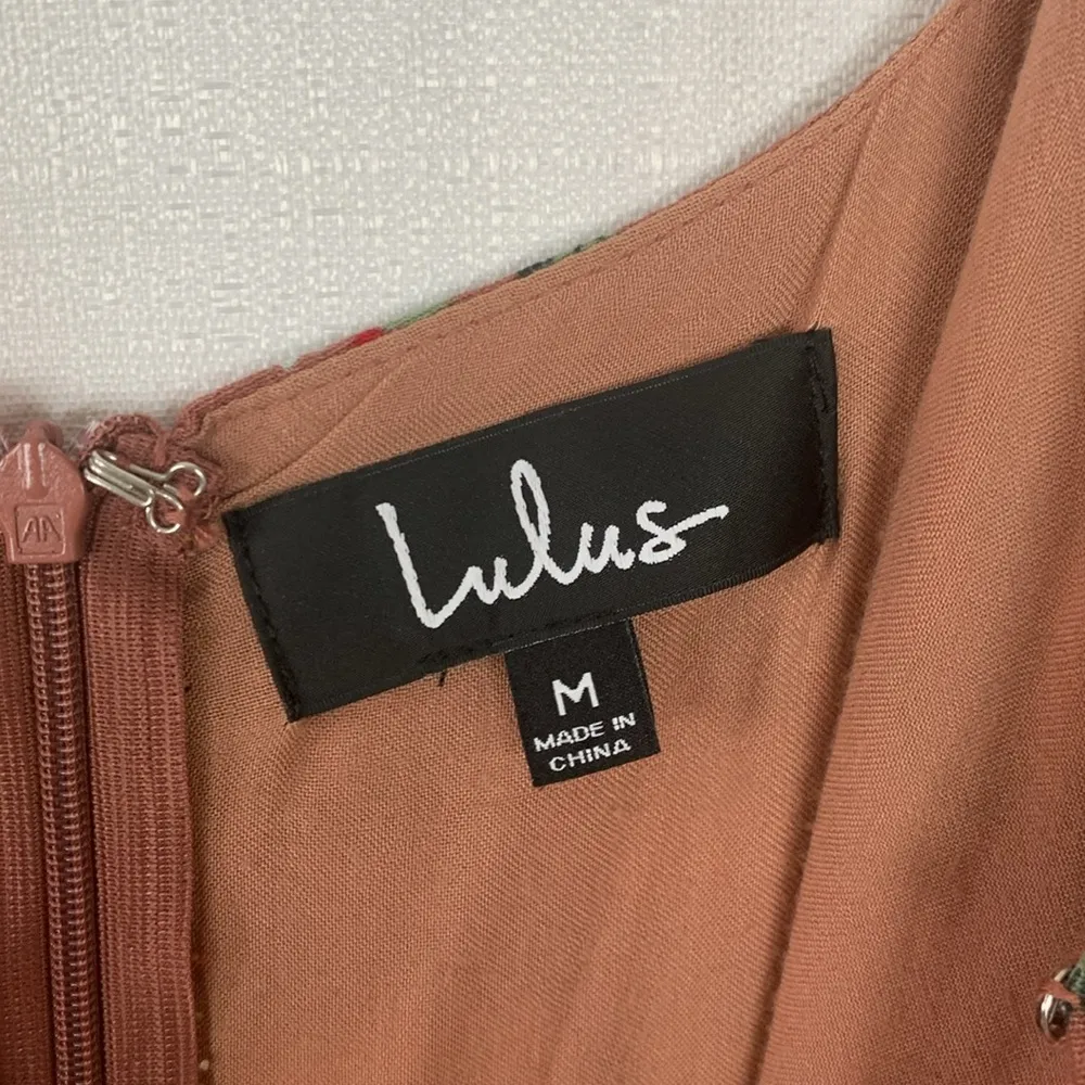 Lulu's size medium floral maxi dress tank split rose mauve flowers guest party - Image 5