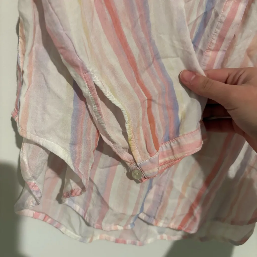 Cloth & stone striped button up shirt pink size medium - Image 5