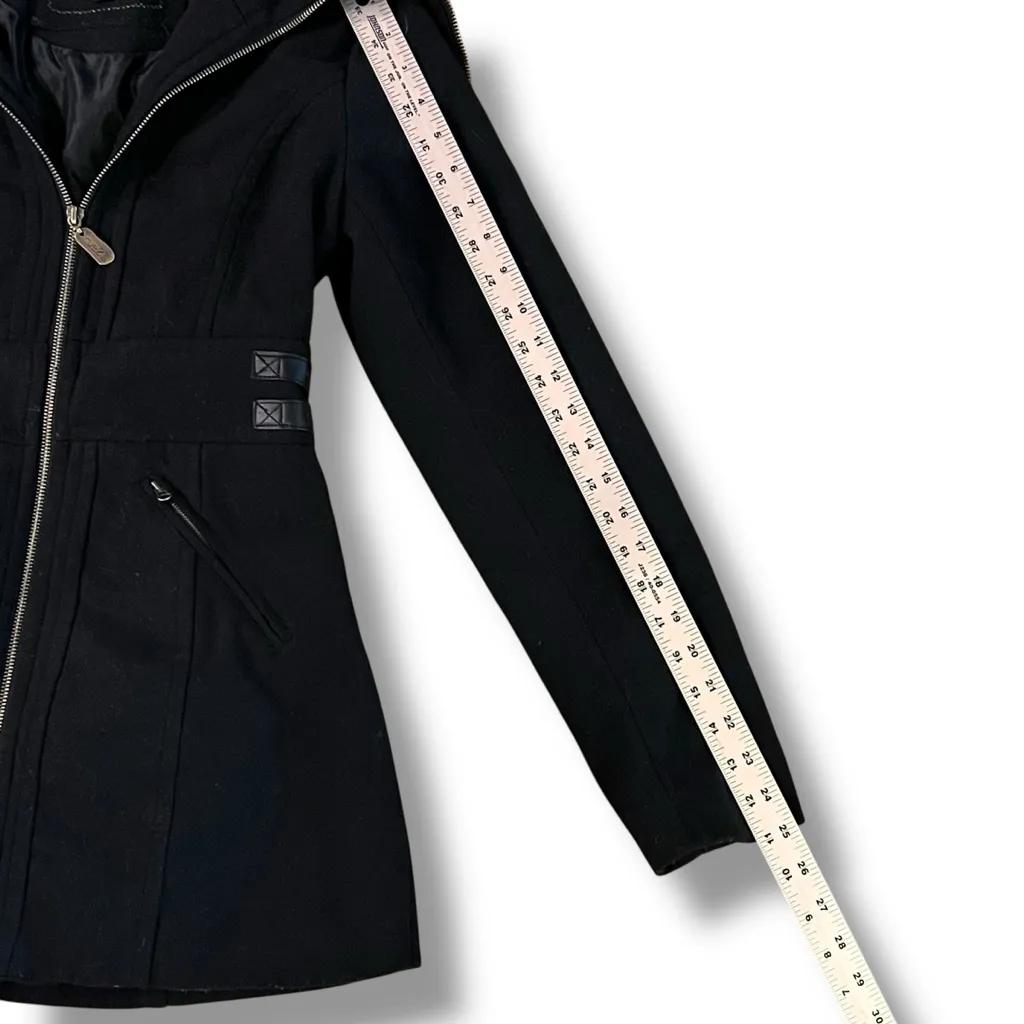 Rue 21  Womens Wool Blend Size M Black Wide Zip Up Collar Y2K - Image 6