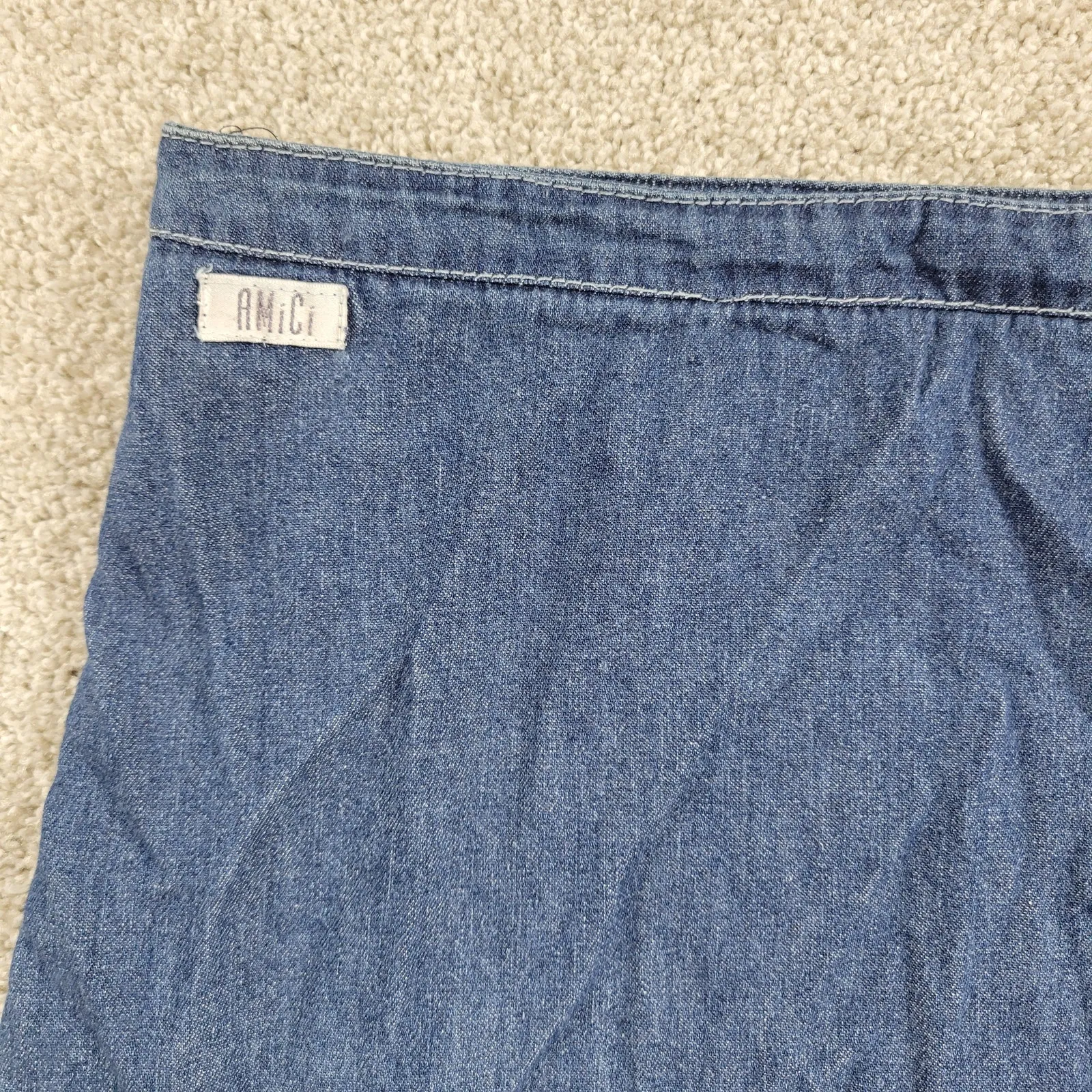 VTG Amici Jean Skirt‎ Womens 8 Blue Denim Drop Waist Tiered Rodeo Western 90s - Image 9