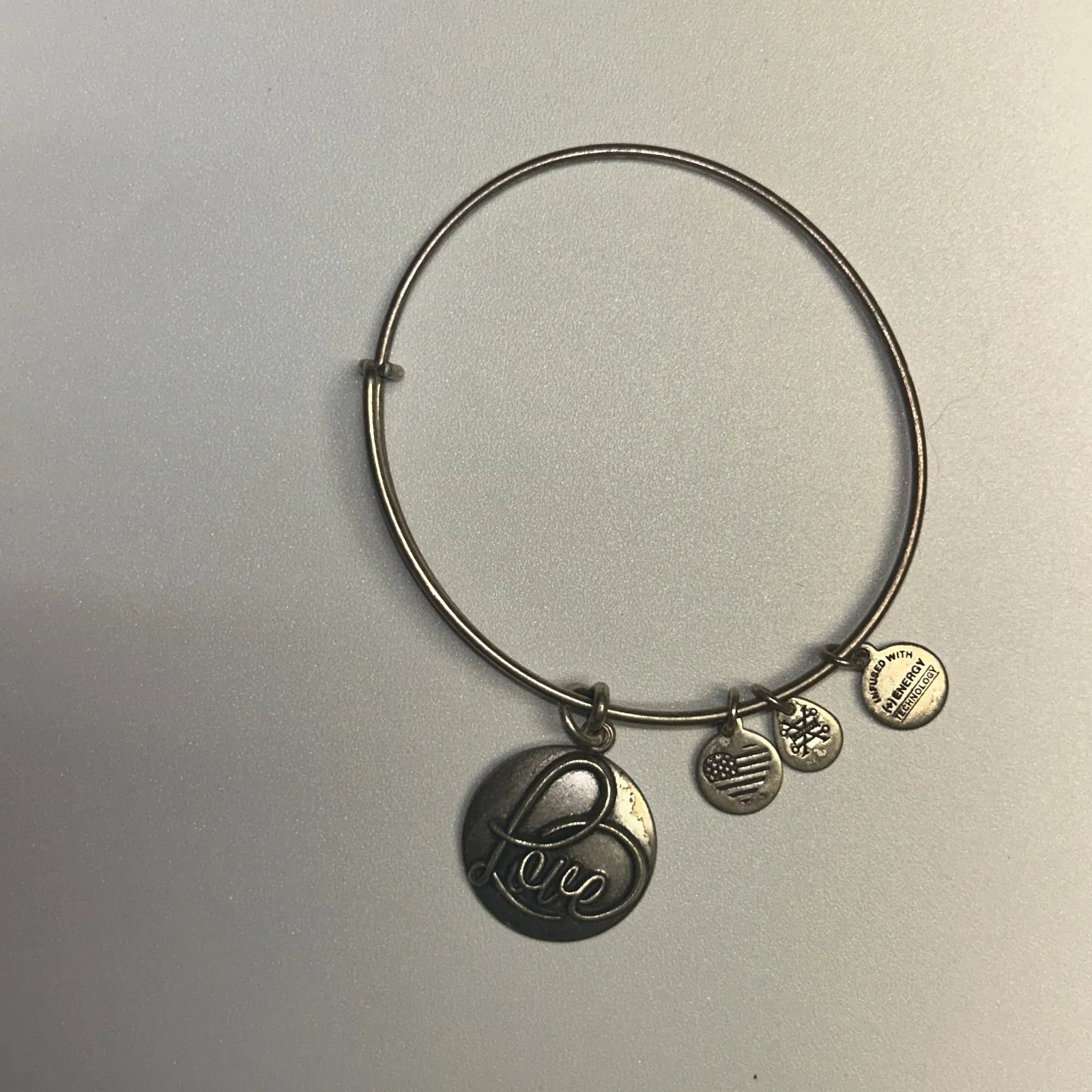 Alex and Ani Silver-Tone Bangle Bracelet 2016 Love - Image 4