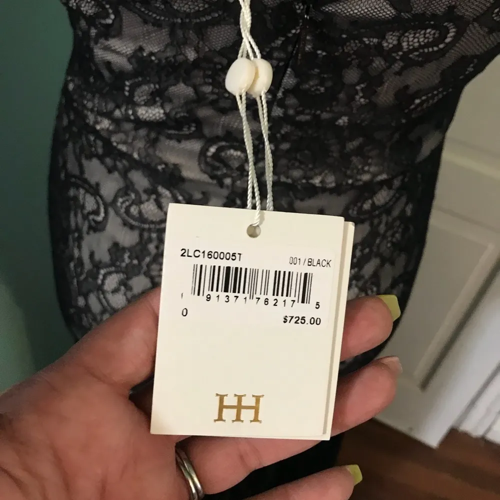 NWT HAUTE HIPPIE Fringed Chantilly Lace Gown sz0 - Image 7