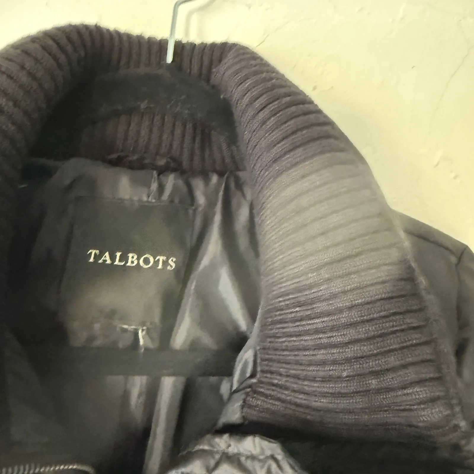 Talbots Women Black Puffer Coat Quilted Full Zip Stand Collar Mid Length Down Sm - Image 5