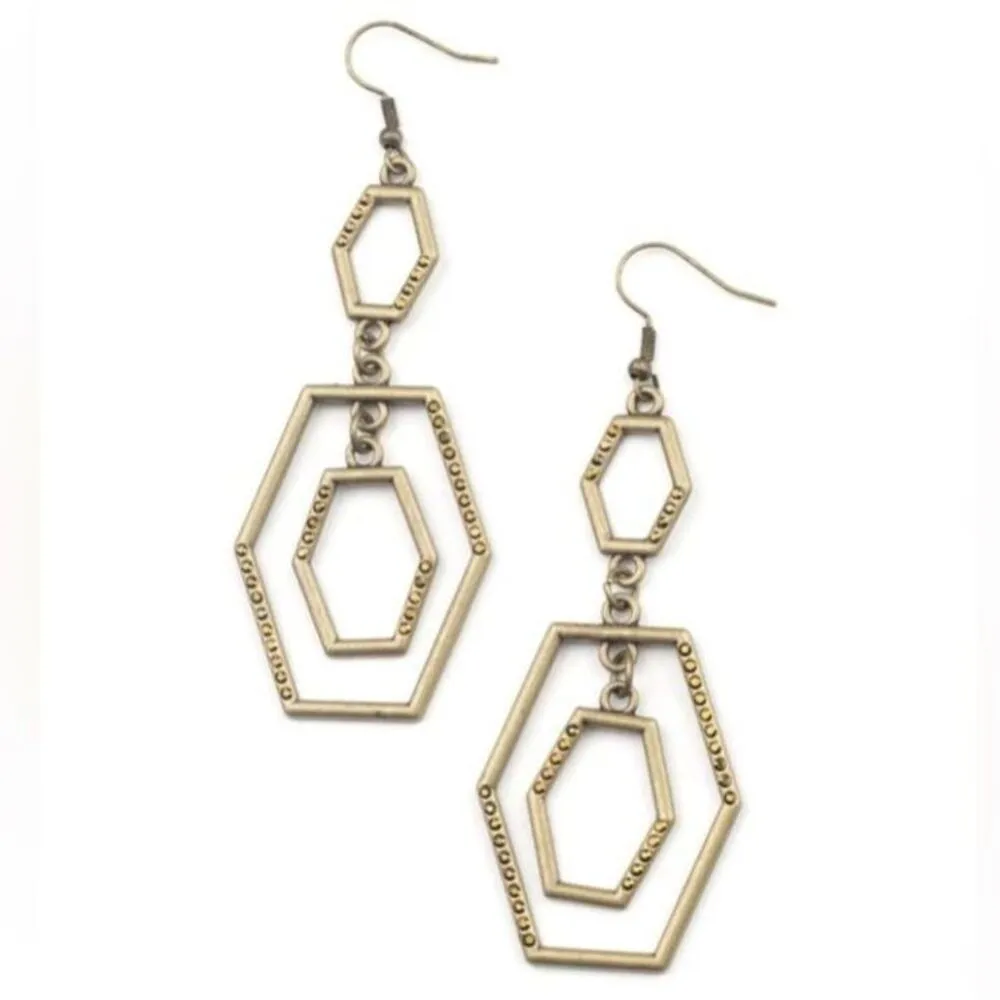 Geometric Maven Brass Earrings (54) - Image 2