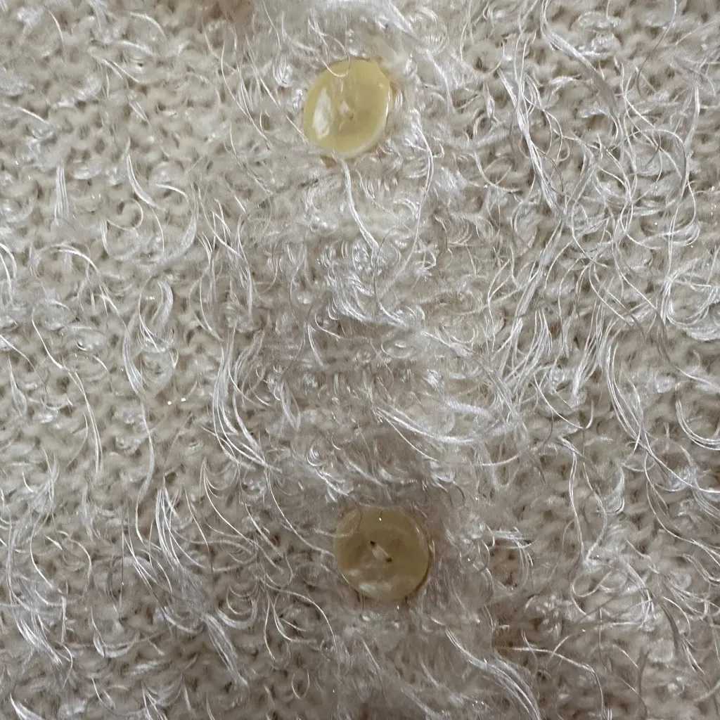 Jacque & KoKo Funky Furry Cropped Ivory Mohair Cardigan Sweater White Size 18 - Image 5