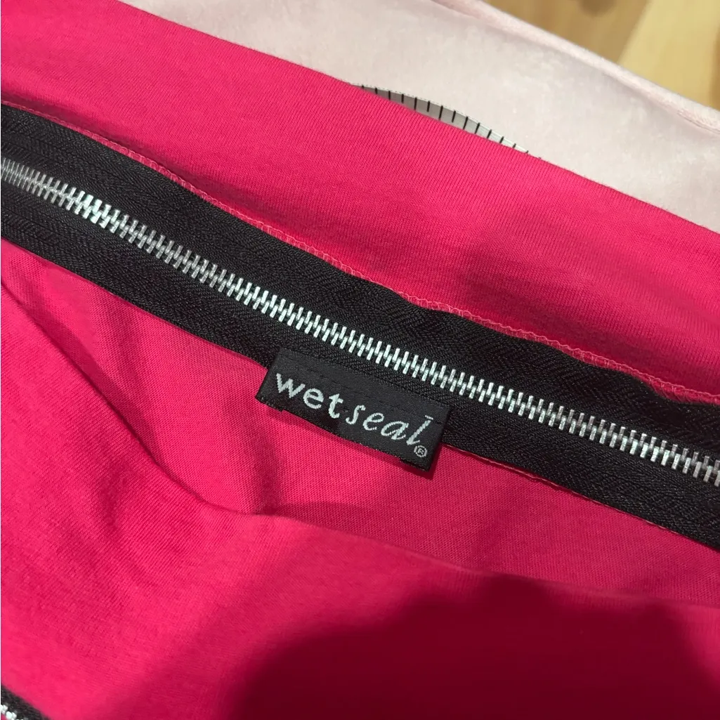 Wet Seal Hot Pink Off-Shoulder Zipper Blouse vintage Y2K M - Image 6