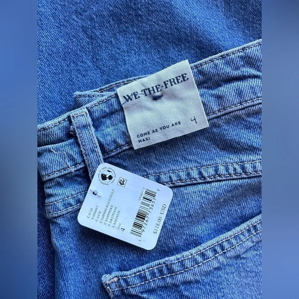 #5 NWT Free People Come As You Are Denim Maxi Skirt in Sapphire Blue With Slit - Image 7