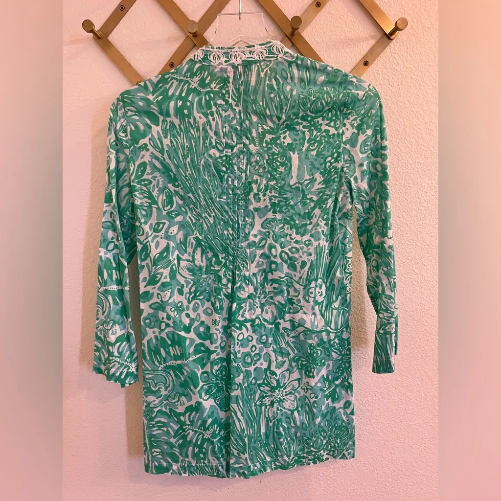 Lilly Pulitzer Sarasota Tunic Bungle In The Jungle Top Blue Green XS - Image 7