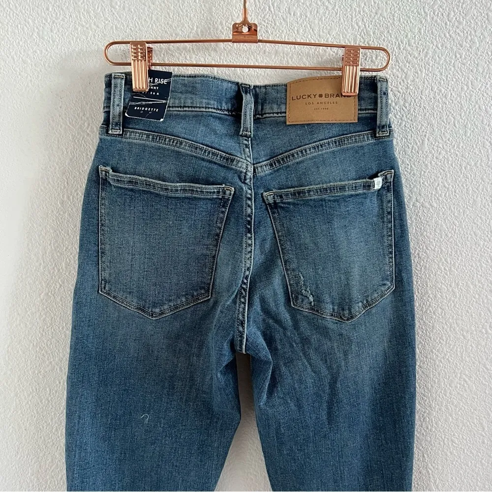 NWT Lucky Brand High Rise Skinny Bridgette Jeans Distressed Exposed Button Fly 2 - Image 6