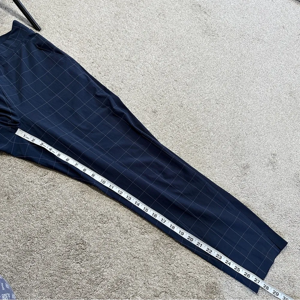 Athleta Women’s Brooklyn Textured Ankle Pants Pull On Travel Navy Windowpane 6 - Image 16