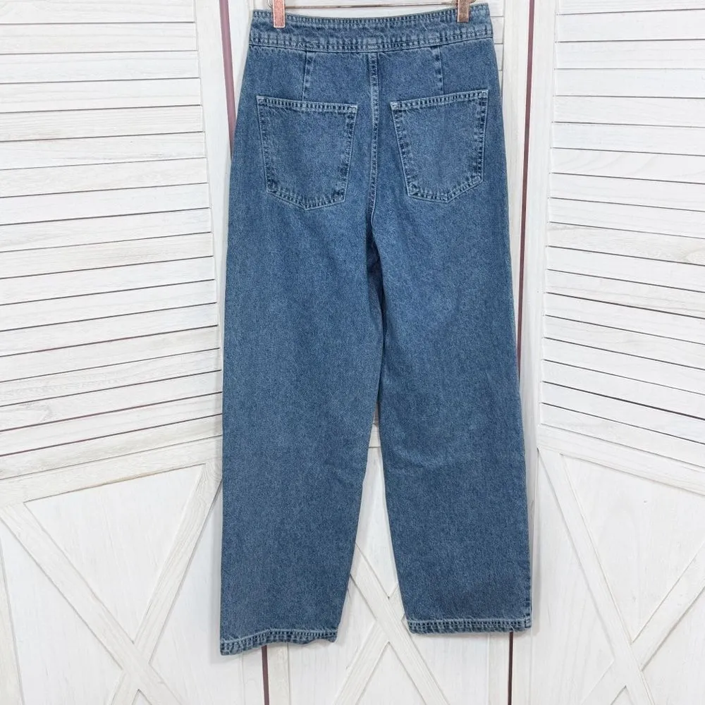 Topshop Zed Exposed Zipper High Waist Straight Leg Jeans Blue 28 Skater - Image 3