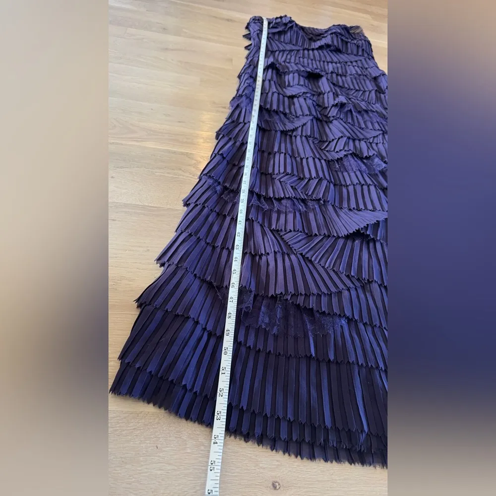 Tadashi Shoji tiered ruffle strapless purple gown MEASUREMENTS - Image 9