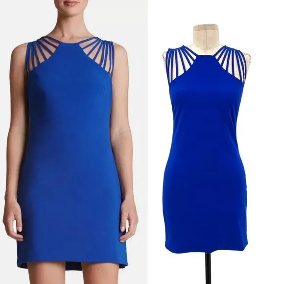 Dress the Population Cora Strappy Shoulder Sheath Dress Mini Cobalt Blue Size XS - Image 2