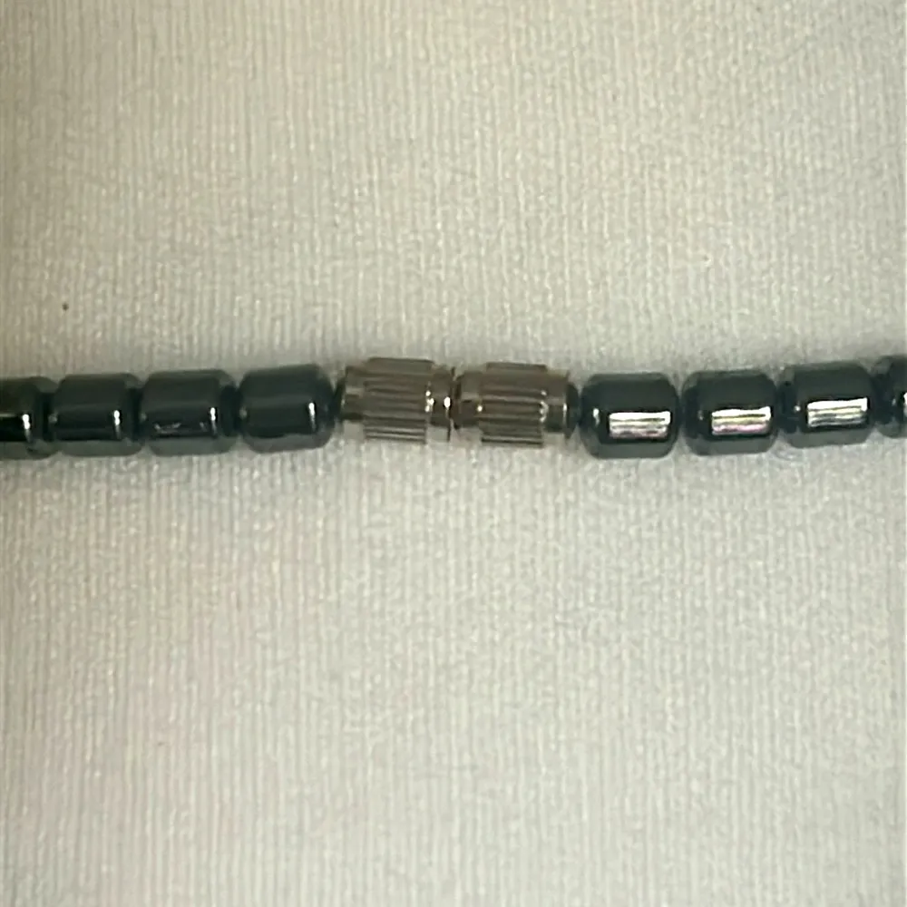 New Handcrafted cobalt Blue Glass Evil Eye Graduated and Hematite Bead Necklace Gray - Image 7