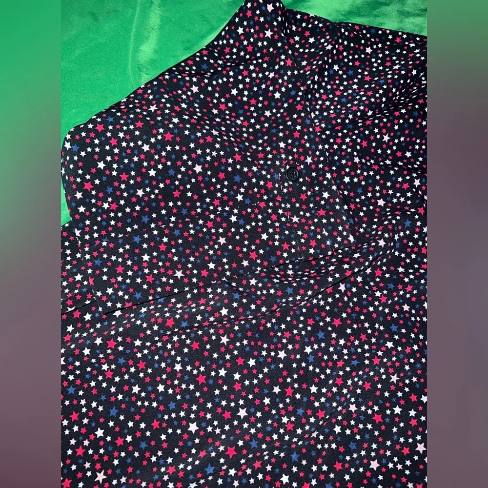 NWT Catherines Black/ Red/ White & Blue Patriotic Star Button Down Blouse size3X - Image 5