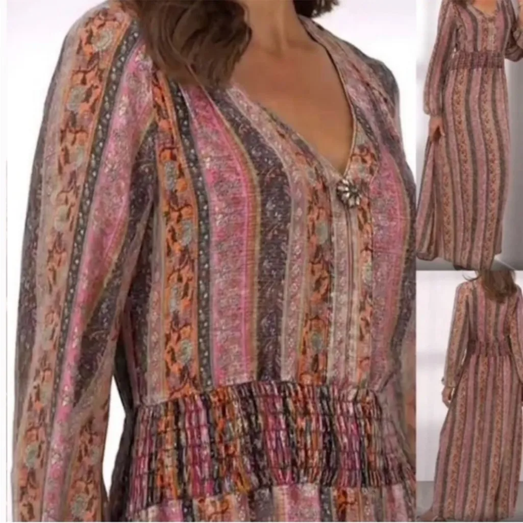 Soft Surroundings Esperanza Floral Print Maxi Dress Size Small - Image 6