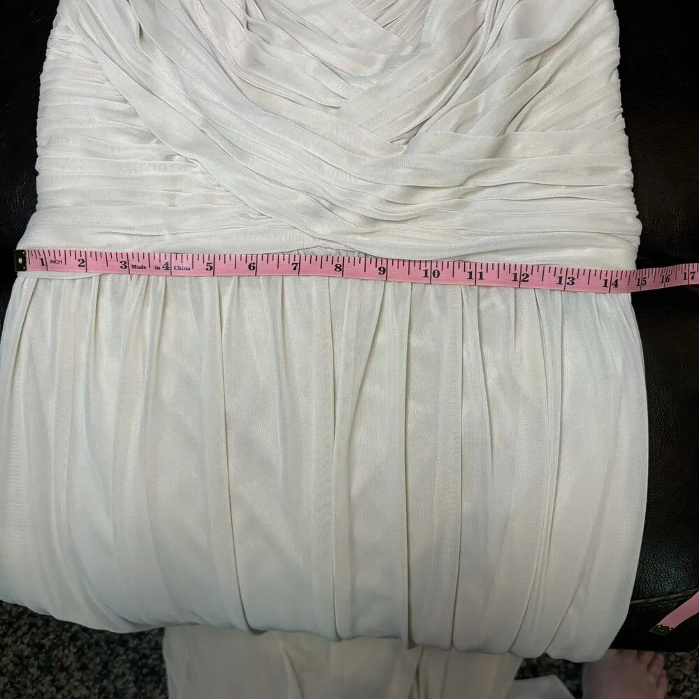 David's Bridal Celebrate Bridesmaid/Party Dress Champagne Long Mesh Size 6 NWT - Image 9