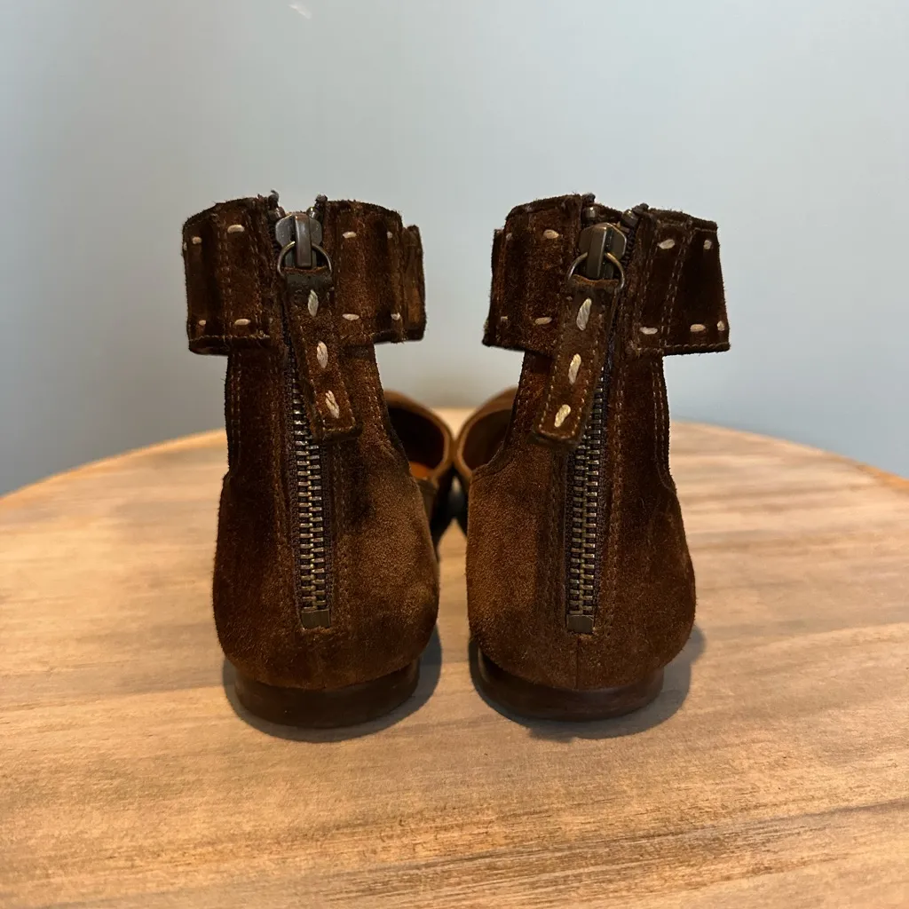 Frye Carson Brown Suede Ankle Ballet Flat Shoes Size 6.5 - Image 4