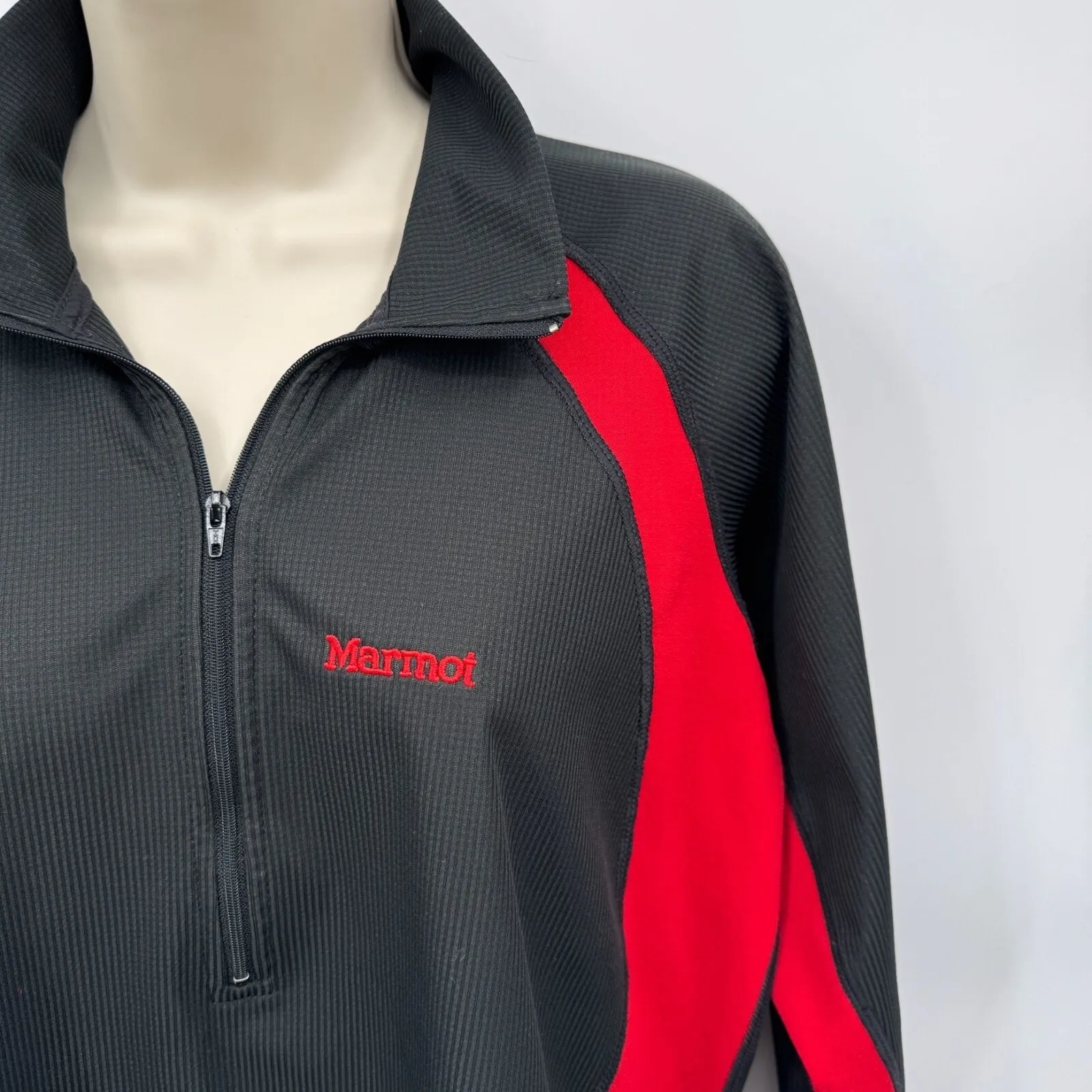 Marmot Windstopper N2S 1/4‎ Zip Pullover Top Womens Large Black Red Polyester - Image 4