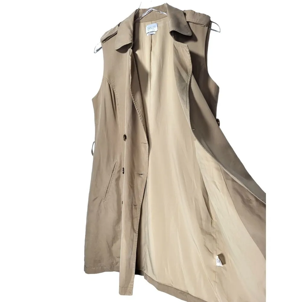 SAYLOR Briella Sleeveless Belted Button Up Trench Mini Dress in Khaki Tan - Image 7