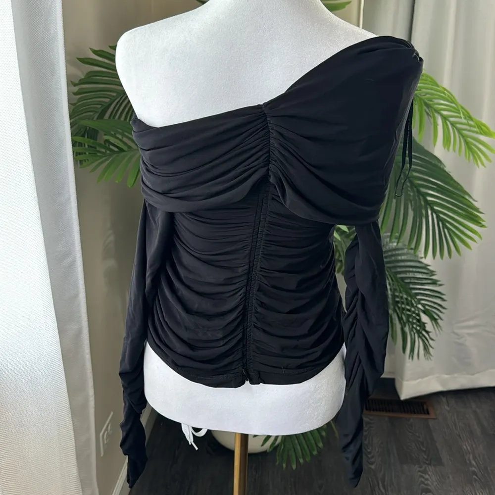 A.L.C. Marie Ruched Asymmetric One-Shoulder Top, black, Medium, $350 - Image 11