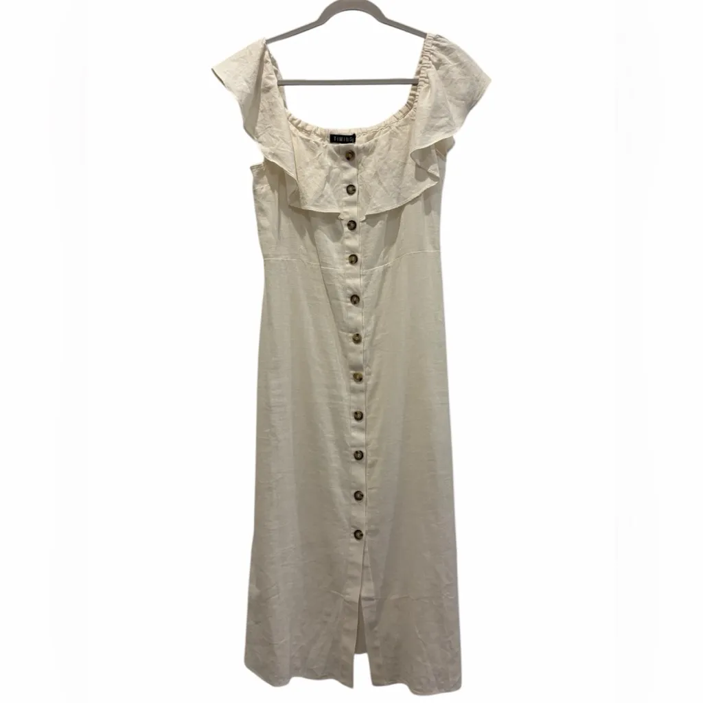 NWT Timing Natural Linen Cottagecore Granola Midi Dress Large Costal Cowgirl - Image 12