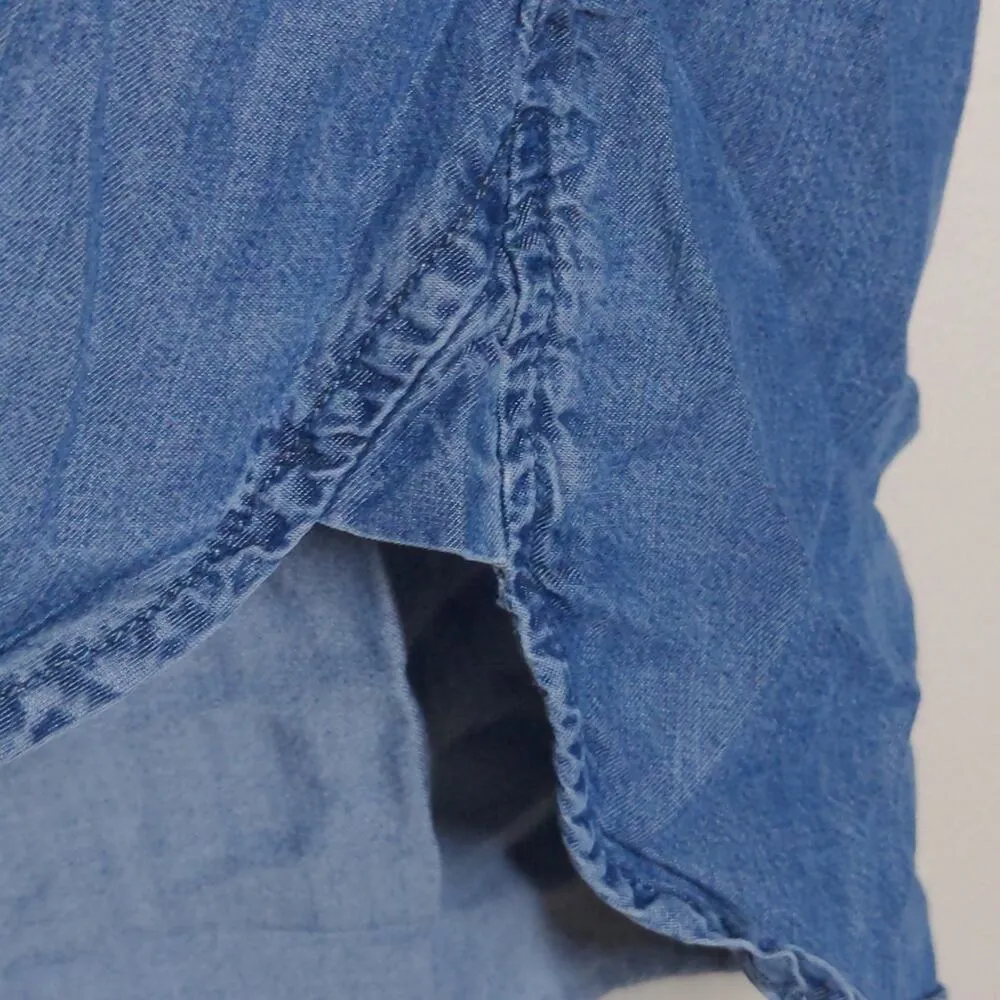 Bella Dahl Chambray Top Blue Button Front Long Sleeves XS - Image 3