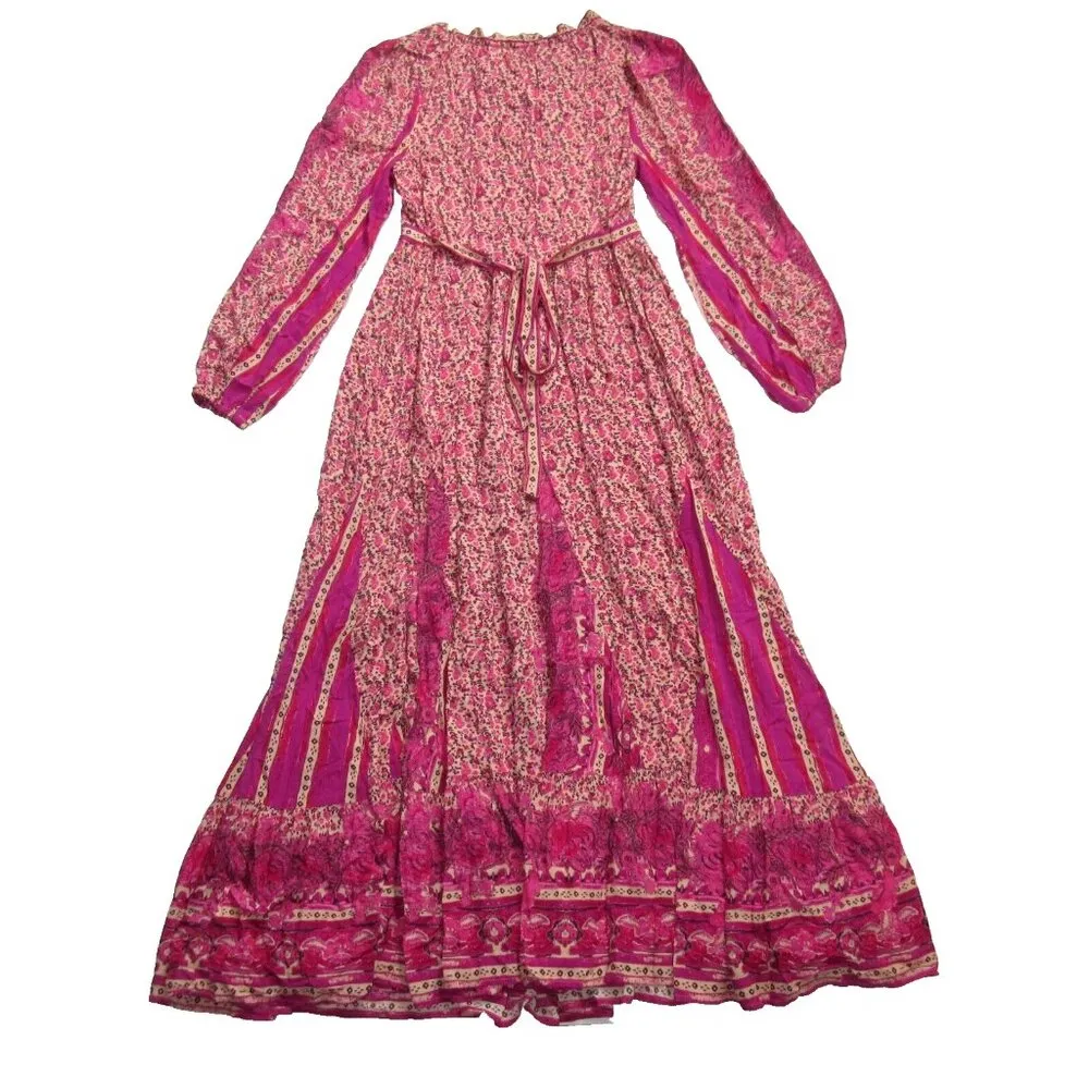 NWT Free People Happy Feelings Maxi in Peach Pink Floral Print Dress XS $168 - Image 6