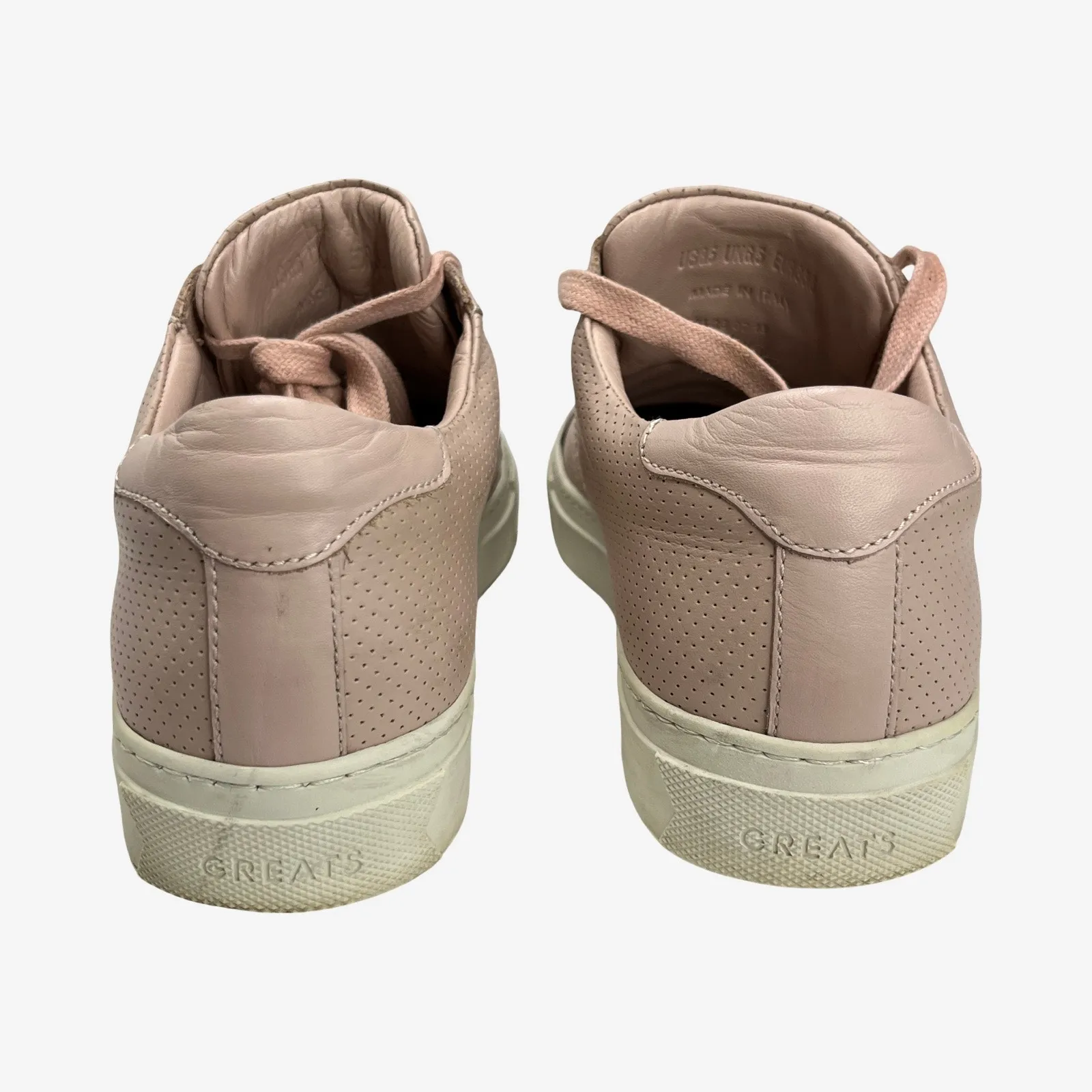 GREATS Royale Perforated Leather Sneakers Pink Blush 8.5 Made in Italy - Image 4