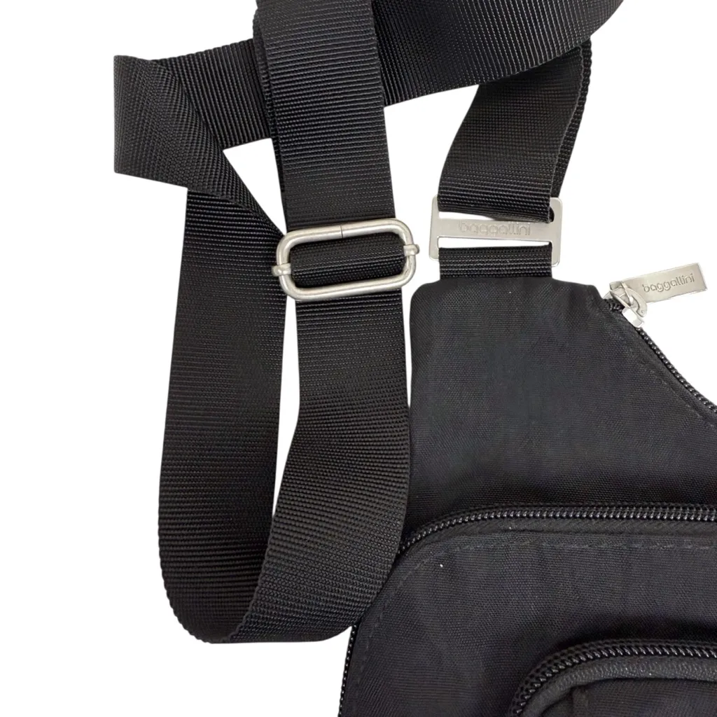 Baggallini Criss Cross Crossbody in Black with Sand Lining - Image 11