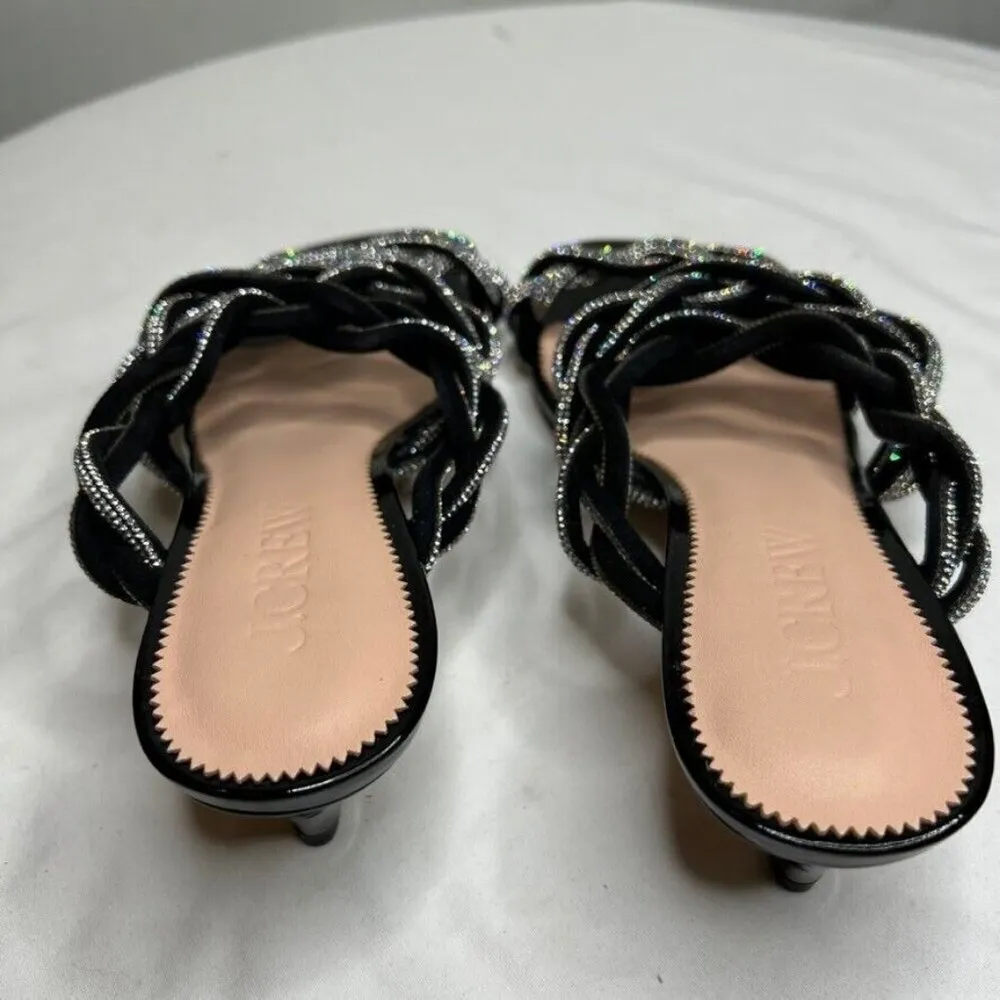 J.Crew $198 Zadie Strappy Kitten Heels with Crystals Size 6.5 BV719 Black - Image 4