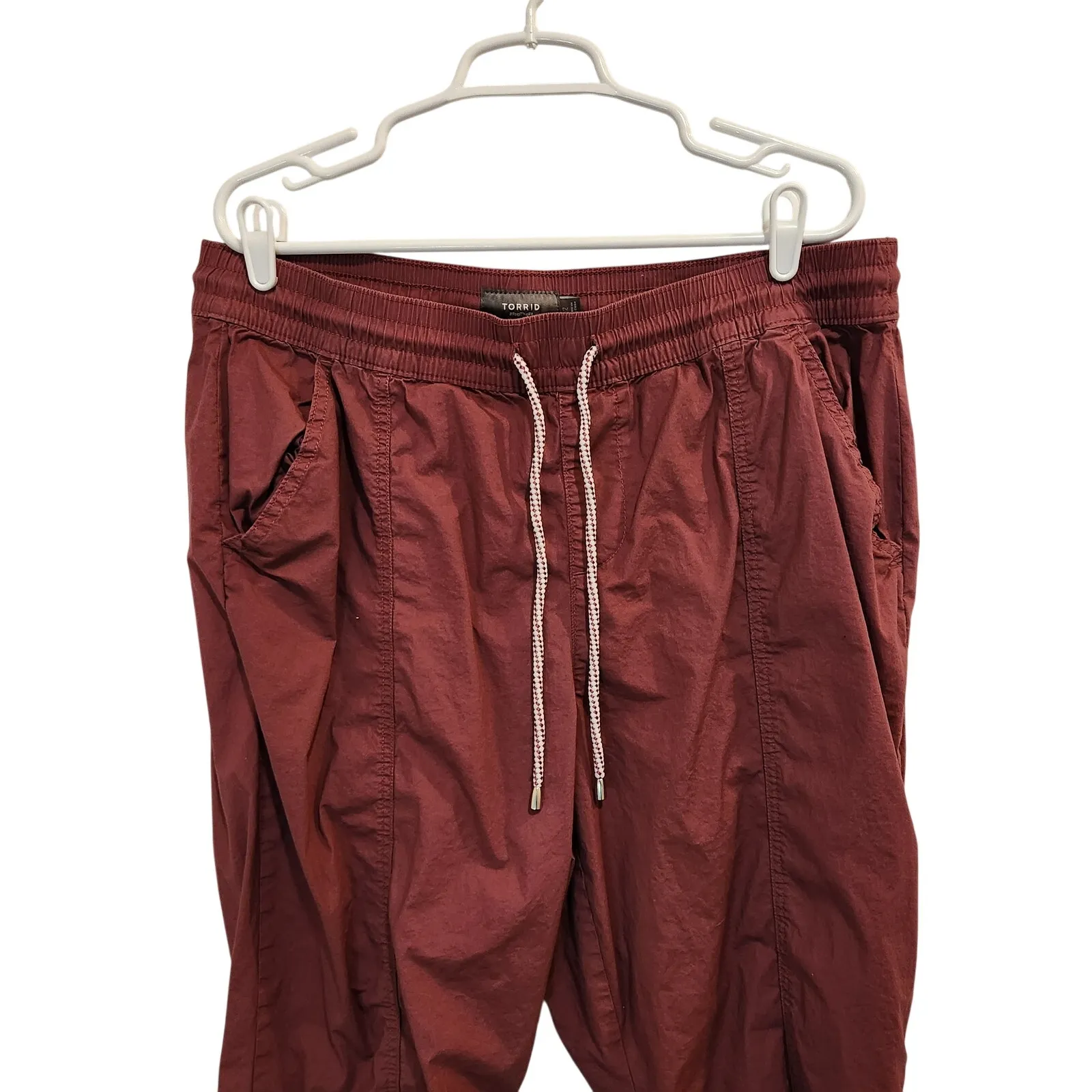 Torrid Dark Red High Rise Elastic Waist Pull-On Crop Stretch Poplin Pants Sz 2X - Image 4