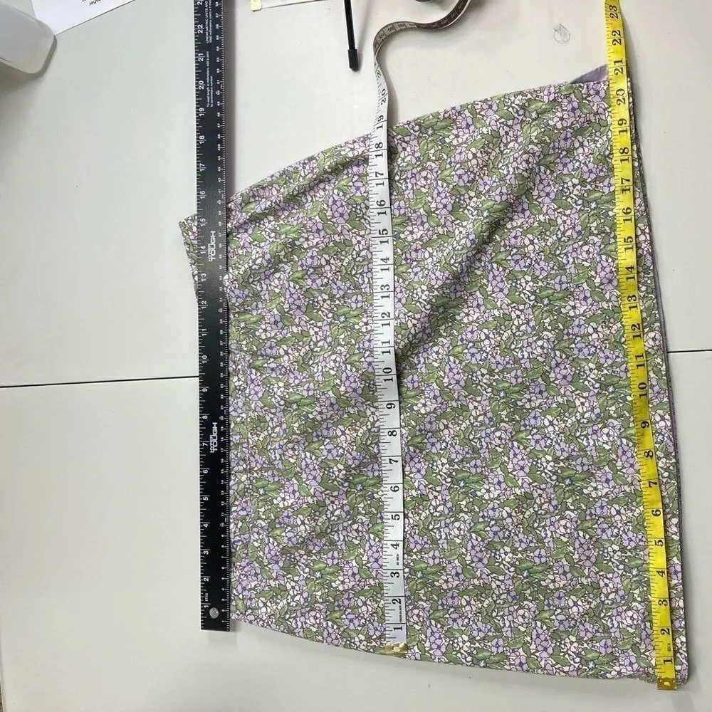 AMERICAN EAGLE, Stretch, Paisley, Retro, Mini Skirt‎ Size 6 Purple Green Pocket - Image 6