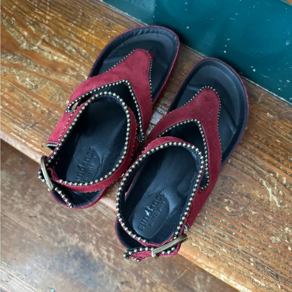 SUNDANCE Reynah Sandals Beaded Burgundy EU 39, US 8.5/9 NWOT Red - Image 5