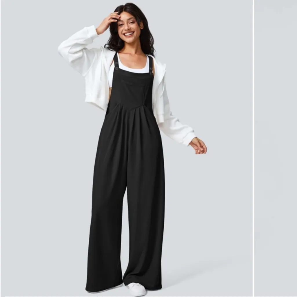 Halara  Adjustable Strap Plicated Waffle Overalls Jumpsuit - Image 2