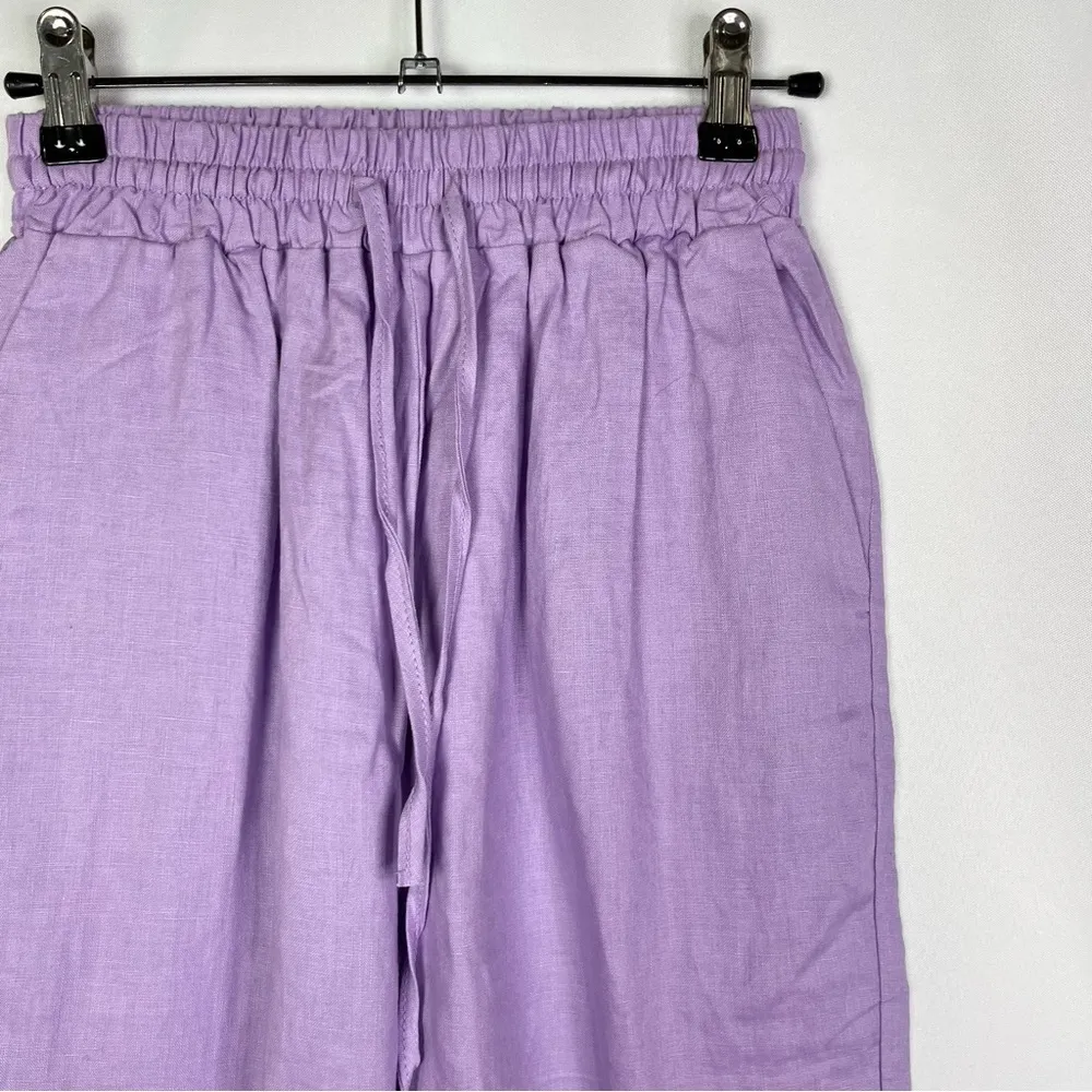 Beulah Lilac Purple Straight Leg Linen Pants S - Image 4