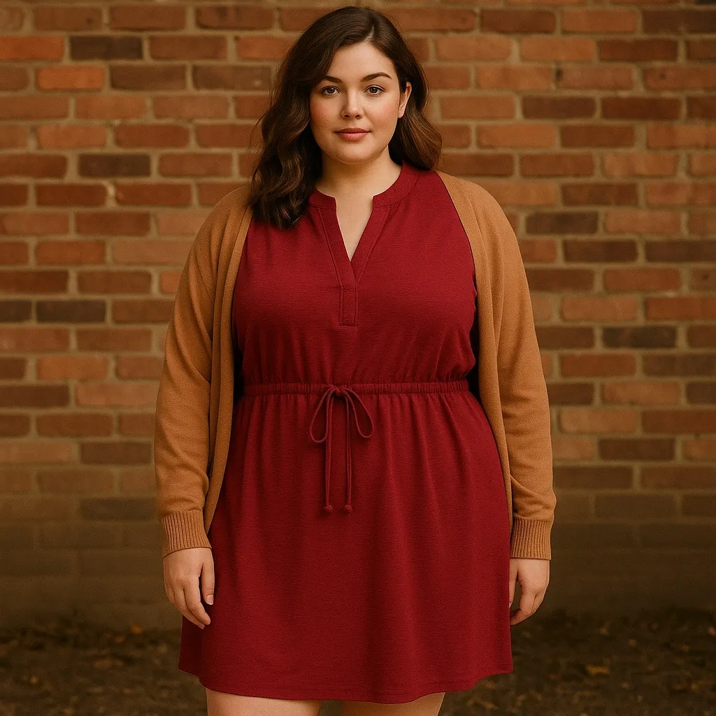 Sandra Darren Burgundy Shirt Dress Sz 14 New Preppy Fall Minimalist Office Chic - Image 2