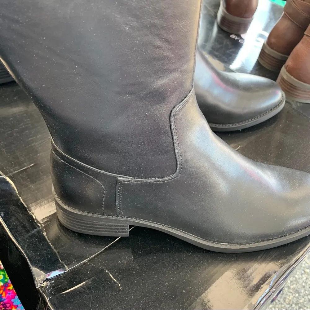 Tommy Hilfiger Tall Riding Boots Logo Brown Black Twinezza Equestrian Ridder - Image 7