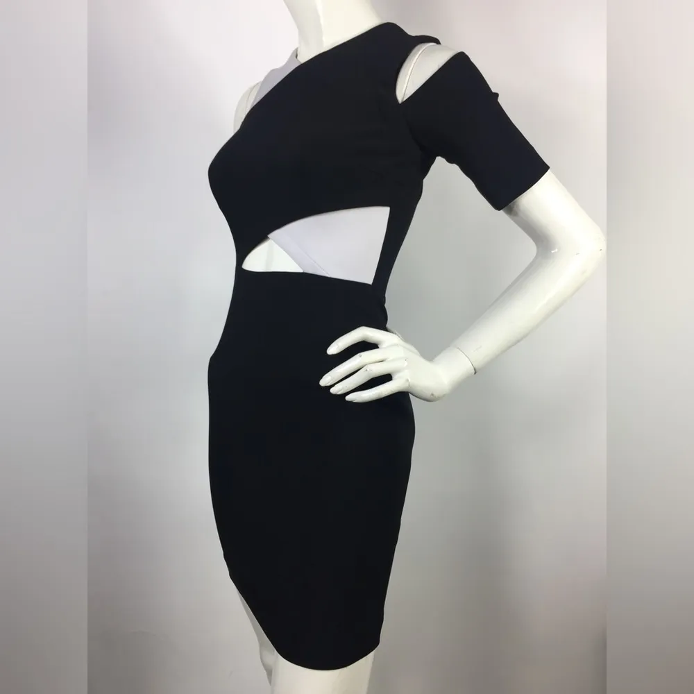 Ygal Azrouel Cutout Bodycon Dress Black White Size 0 - Image 12